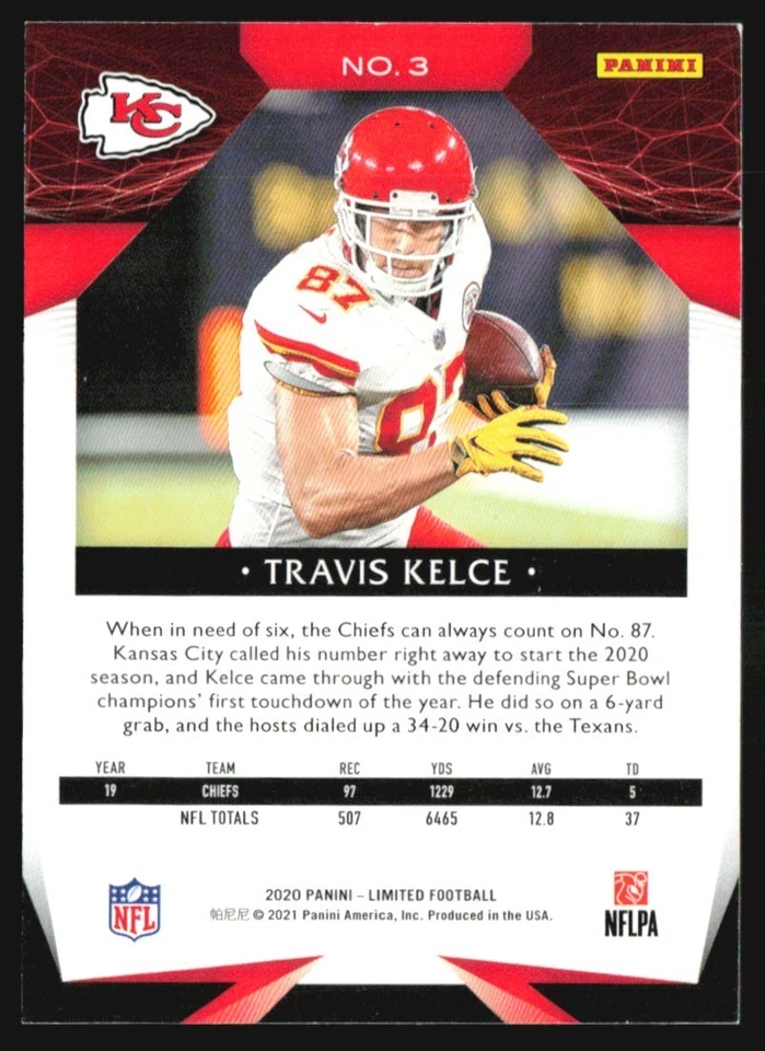 2020 Panini Limited Travis Kelce #3 GS1 - Image 2 of 2