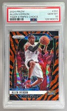 Allen Iverson 2024 Panini Prizm #291 Choice Tiger Stripe PSA 10 POP 1