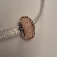 Genuine Stamped Pandora Charm - Silver & Pink Faceted Murano Glass Bead S925 ALE