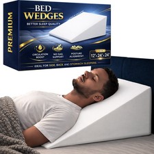 Continental Sleep, 24-Inch Elevated Bed Wedge Pillow for Back Support, White