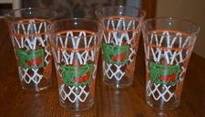 Mountain Dew Basketball Net Drinking Glasses Set of 4 Clear Tumblers NBA
