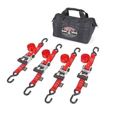 Industrial Ratchet Tie-Down Kit - Made in USA - 1.5 inch x 8ft - Heavy Red
