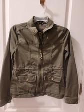 Express Women s Green Zip Front Utility Jacke...
