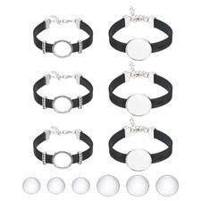 Bracelet Blanks for Jewelry Making 6pcs 18/25mm Black/Silver