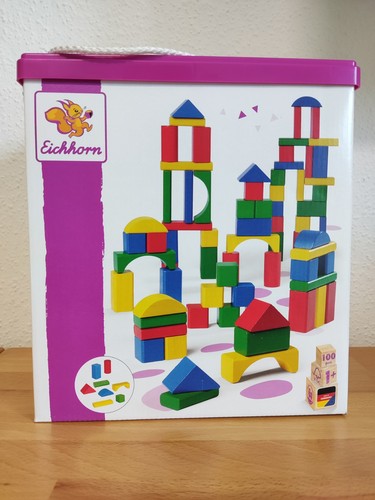 Eichhorn bunte Bauklötze Bauklötzchen aus Holz 100 Stück neu!