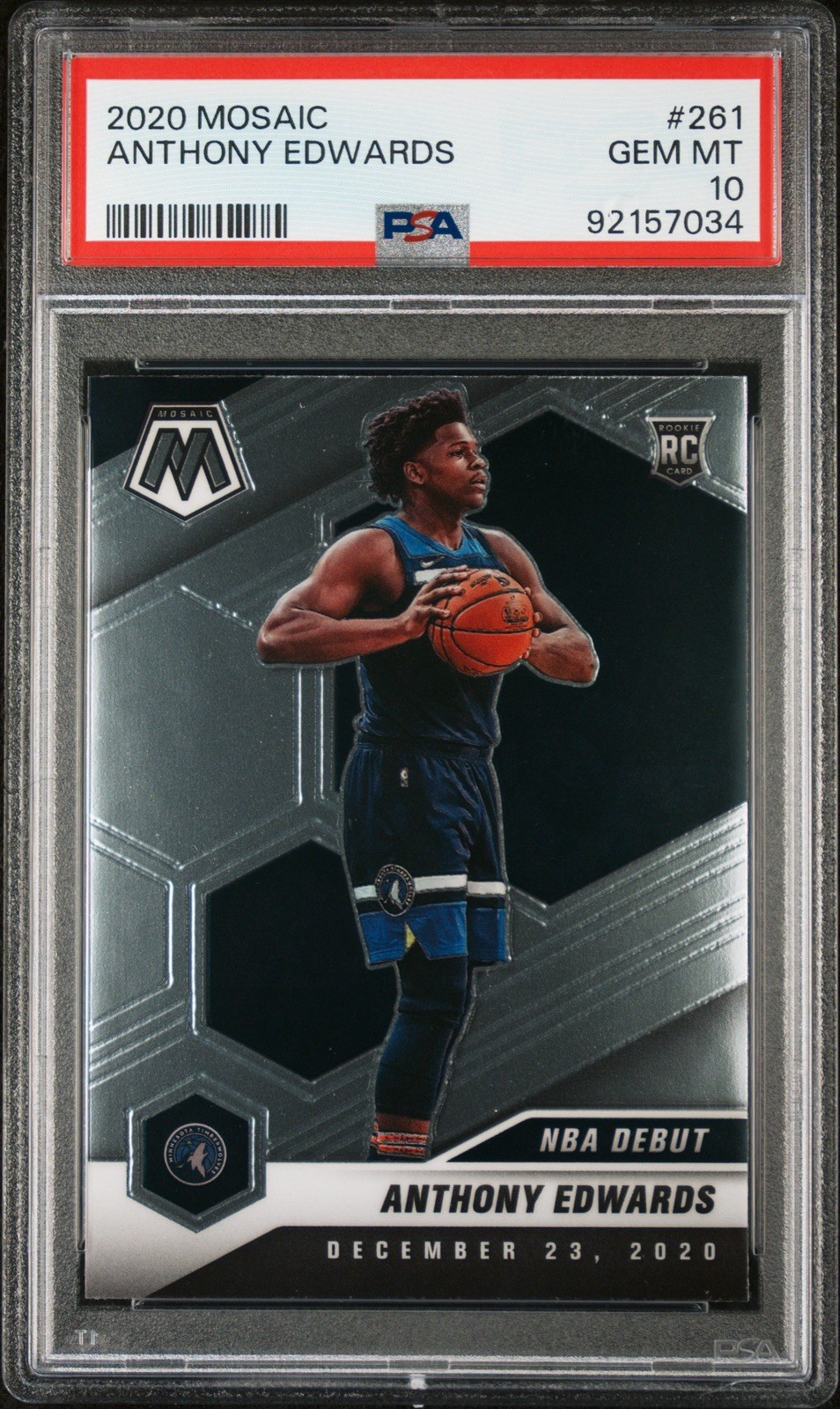 Anthony Edwards PSA 10 Rookje 2020-21 Panini Mosaic - NBA Debut #261 (RC) view 1