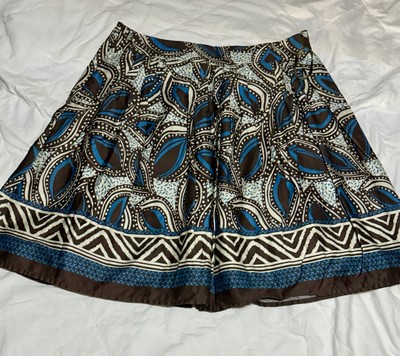 Vtg St John's Bay 100% cotton A-Line Skirt  w/ natural tones and pattern. Casual