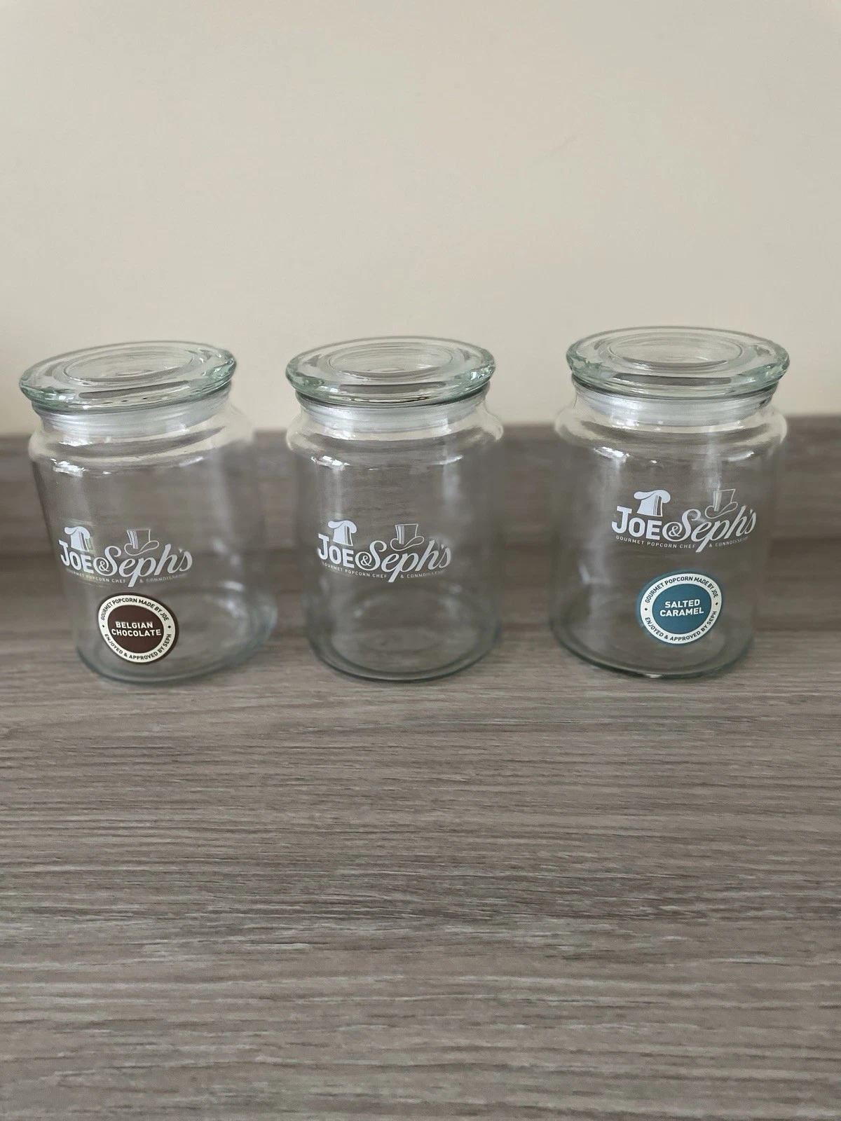 Set of 3 Joe & Seph’s Popcorn Glass Airtight Storage Jars with Lids