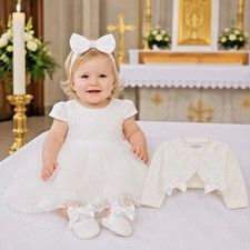 Taufkleid Gr. 50 56 62 68 74 80 Set Taufe Par...