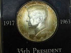 1964-D Kennedy Half Dollar, 90% Silver, UNC. in presentation case, slight toned