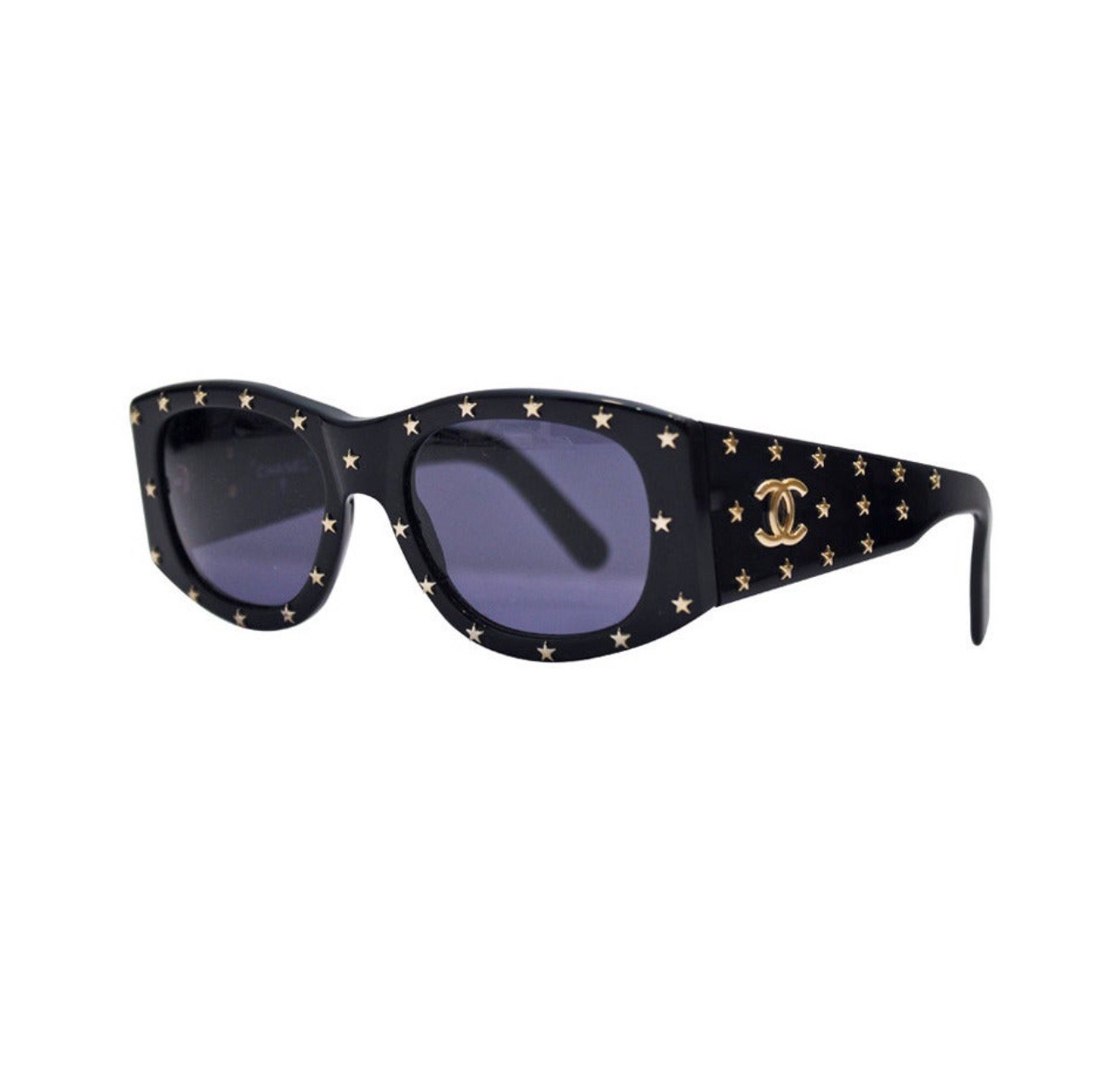 1990s Vintage Chanel Gold Star Stud Sunglasses Retro 90s Style
