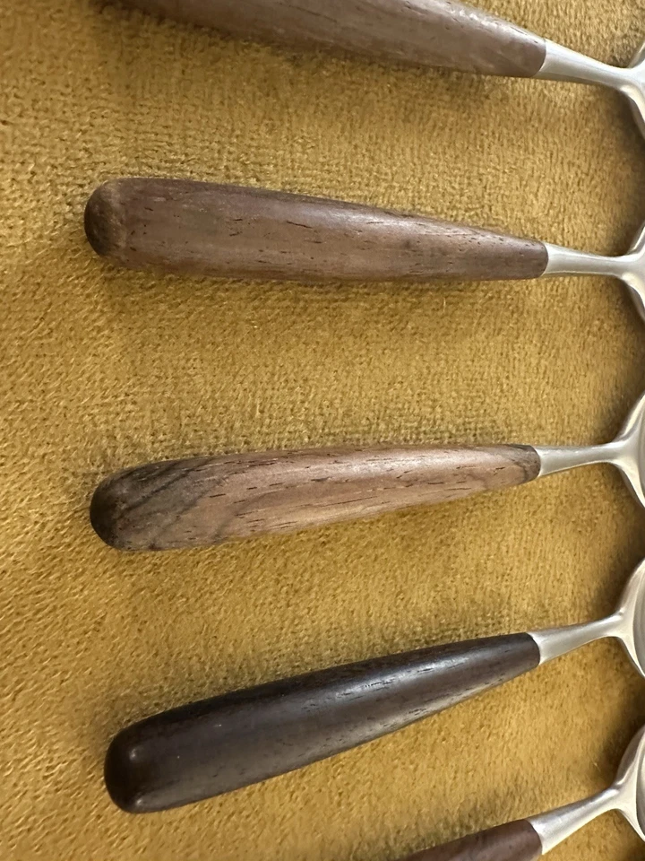 (6) Cucharas soperas de madera inoxidable palisandro Noruega Lauffer MCM Foto 3 de 4