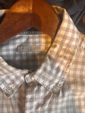  499 Burberry Mens Brit Logo Casual Dress Shirt Gray Gingham Check Plaid Medium