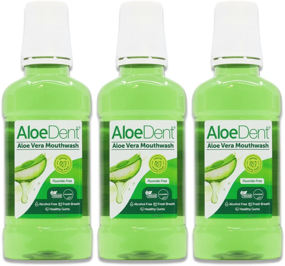 AloeDent Aloe Vera Mouthwash Fluoride Free 250ml X 3