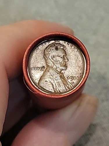 Amazing Xf/Au Detail 1914 D&P Mint Ends Of Lincoln Wheat Penny Roll