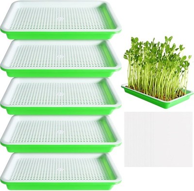 Gardzen 5-Pack Sprouter Growing Kit, Bean Sprouts Tray, Soil-Free Sprouting Tray