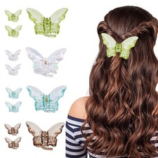 12 Pcs Clear Butterfly Hair Clips RENUIS Acrylic Hair Claw Clips for Thick, T...