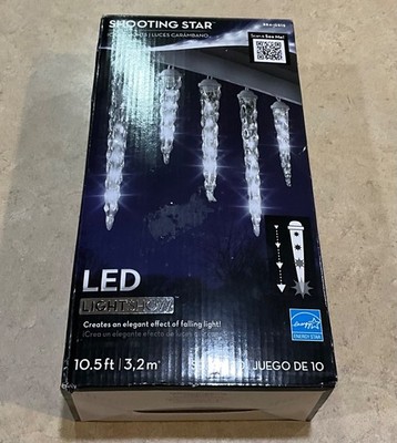 Gemmy Lightshow Shooting Star White LED Icicle Christmas Light 10 Count Set 