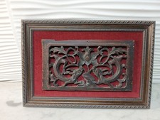 Antique Chinese Asian Carved Wood Gilt Wall Panel Ornate Figures Relief Plaque 3