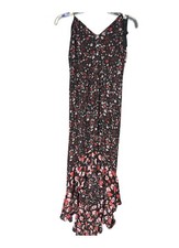 Express Black-Red-Pink Flowers Pullover Ruffle Dress Women Small