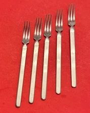 5 Knobler MCM Cocktail Seafood Forks Stainless Japan  6"