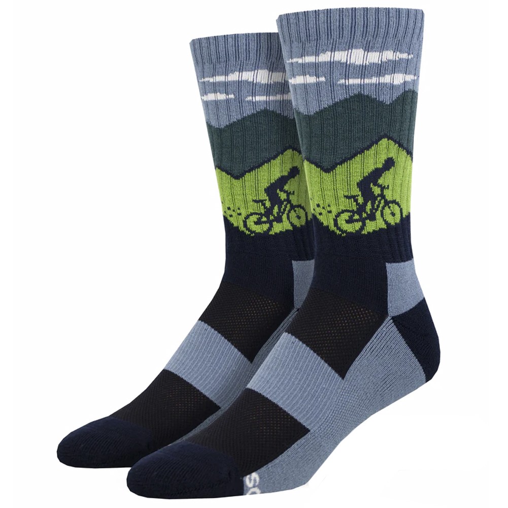 Socksmith Men's Crew Socks Footwear Compass Merino Wool Ride On Mountain Bike