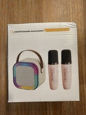 Portable Karaoke Speaker with 8-10 Hours Playtime, 2 Mics, and Colorful Lights!