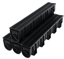 Drainage Trench Driveway Channel Drain Kit Plastic Grate-5.9"x5.1" 3/4/5/6 Pack