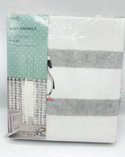Next Pair of Curtains 117x137cm – White/Grey Animals & Stripes, Blackout Thermal