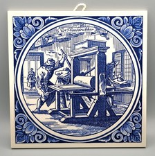 Delft Schoonhoven Holland De Plaatdrukker The Printer Blue  White Wall Tile