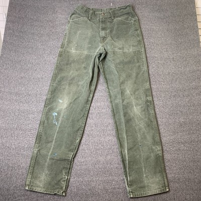 VF Imagewear Double Knee Pants Mens 28x32 Green Work Distressed Canvas Faded