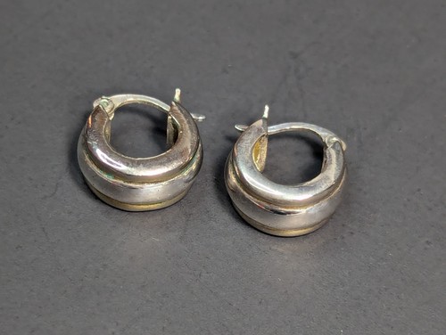 Sterling Silver Huggie Earrings Hoop Pierced 925 Thailand - Picture 23 of 24