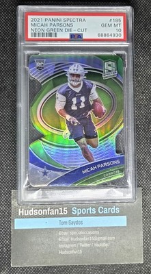 Micah Parsons 2021 Panini Spectra Rookie #185 Neon Green Die Cut 24/30 PSA 10