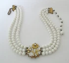 Vintage Milk Glass Bead/Seed Bead Flower Choker Necklace