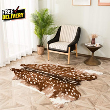 Faux Cowhide Area Rug Sika Deer Print Hide Rug Faux Fur Animals Mat Carpet