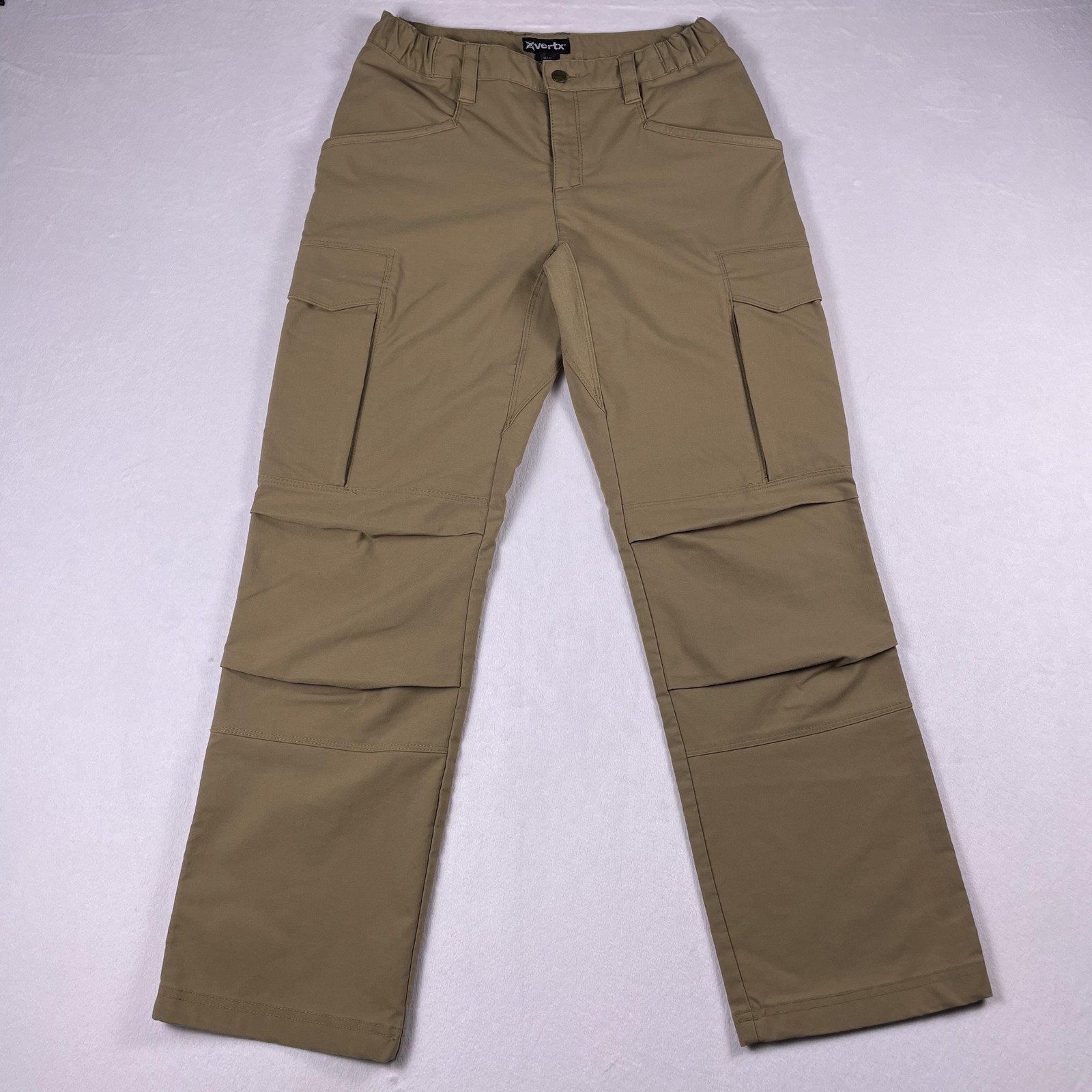 Womens 4 Tan Tactical Cargo Elastic Waist Lined Khaki Canvas