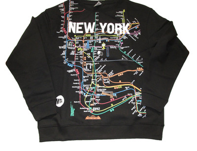 New Men's NYC  New York City Manhattan MTA Licensed Subway Map Sweatshirt  XL