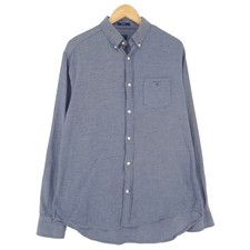 Gant Mens Formal Shirt Blue Cotton Business Button Down Office Ao3 Size L 41/42