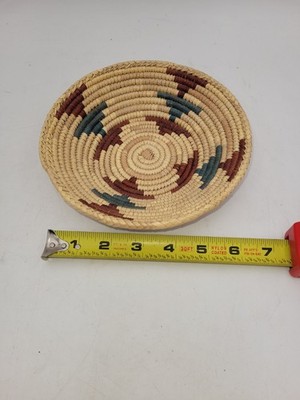 Vtg Handwoven Tohono O odham Coiled Basket Southwest Native Style 7  Bought Rez