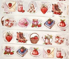 50 Strawberry Themed Stickers/Scrapbooking/Crafts/Journals/Diary/Mail/1 inch