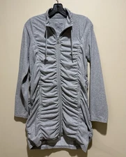 Neon Buddha Ruched Zip Up Jacket Gray Pockets Lux Leisure Travel Layer Women’s S