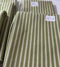 Decorator Fabric Pieces Green/White Stripes 20" Wide Different Lengths in Photos