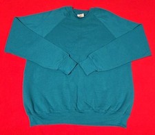 Vintage Lee Sweatshirt Unisex XL Teal Blank Midweight Crewneck Made In USA 90s