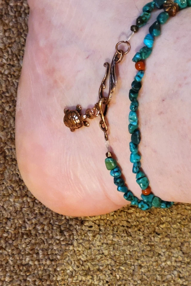 Pulseras al tobillo con cuentas turquesa 2 piezas Foto 4 de 4