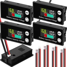 4 Pack Digital Battery Monitor for Golf Cart 8-100v, 12v 24v 36v 48v 60v 72v,...