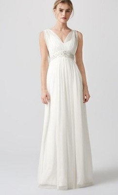Brandneu mit Etikett Monsoon Bridal Lucia UK 10 elfenbeinfarben langes verziertes Damenhochzeitskleid