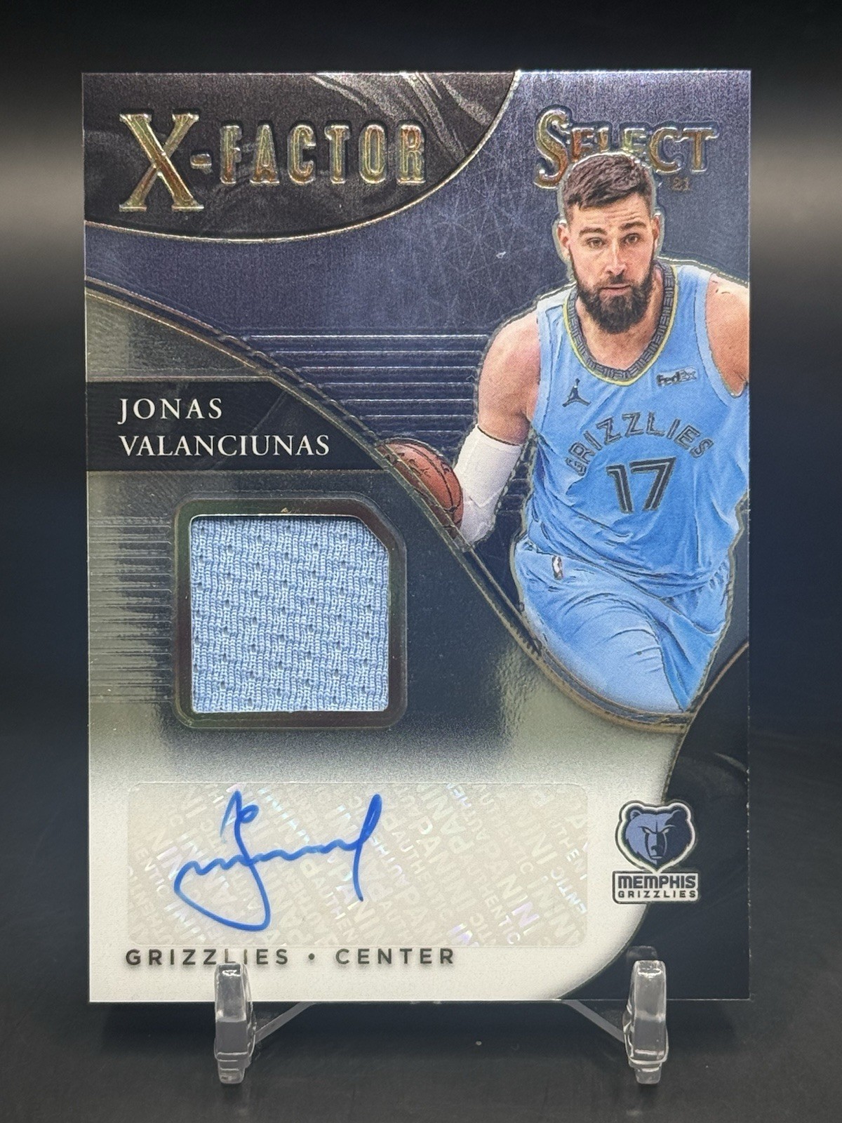 2024 Panini Select X-Factor Patch Auto Silver JONAS VALANCIUNAS 143/249 NUGGETS view 1