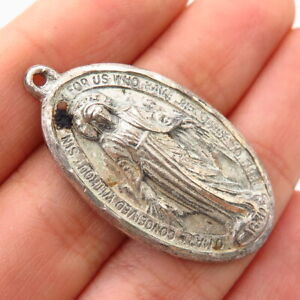 Mary Miraculous Medal Charm Pendant 925 Sterling Silver Vintage Old Stock St Mary Miraculous Medal Charm Pendant 925 Sterling Silver Vintage Old Stock St