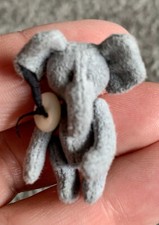 Tiny Dollhouse Bear Friend Mini Artist Ultra suede Jtd Elephant Doll Gray 1   