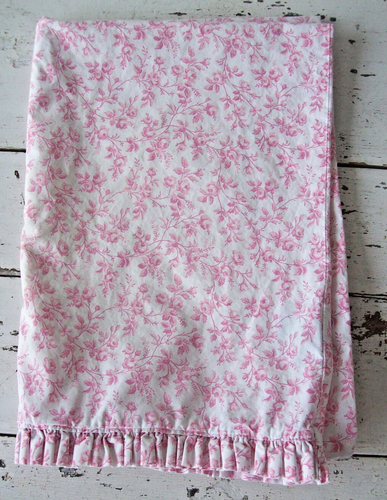 Pine Cone Hill Ruffle Edge Floral Pillowcase~Pink Roses~100% Cotton~29"x20"